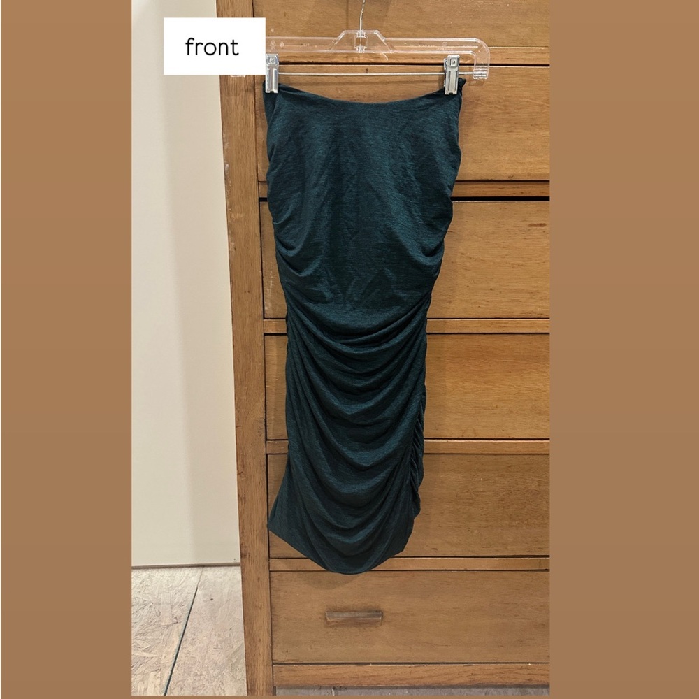 Lucy in the Sky Green Midi Pencil Skirt with Ruching for Night Out
